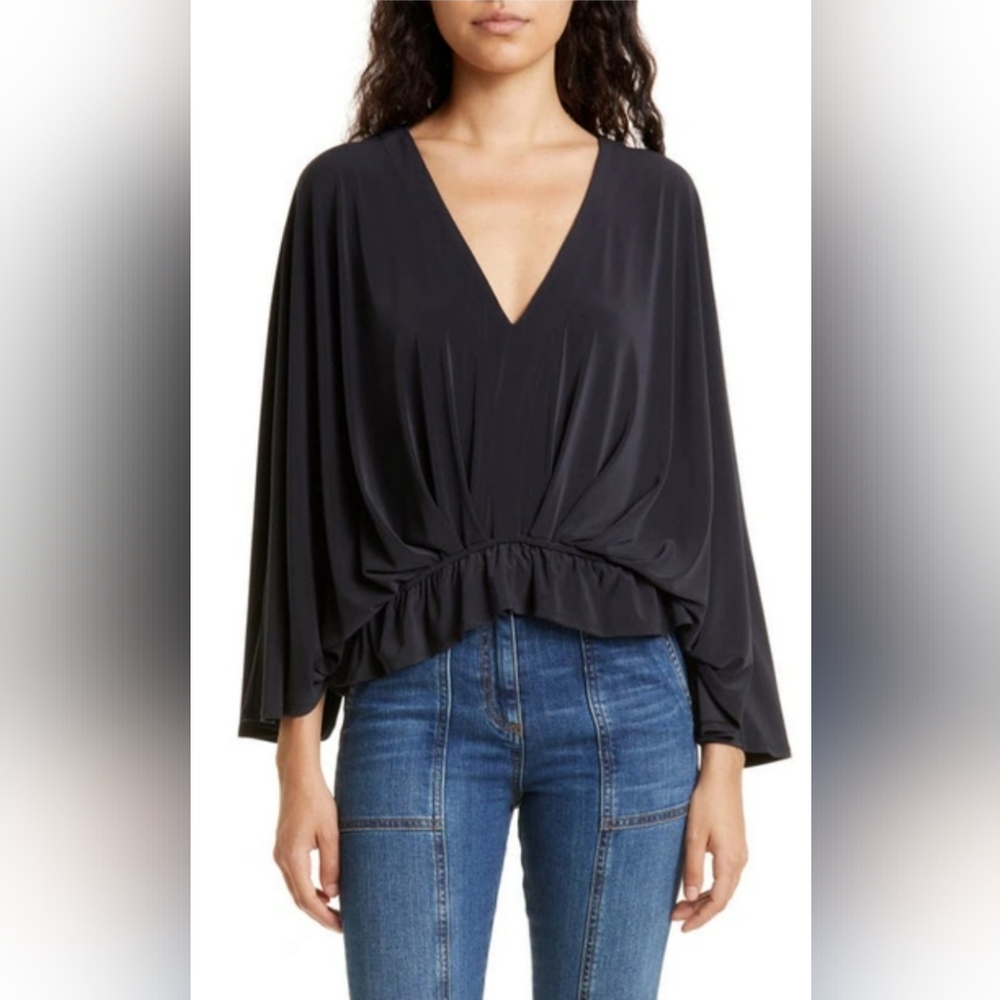Ramy Brook Women's Black Pearl Ruffle Hem Pullover Blouse Top Size XXL/TTG - Picture 1 of 6